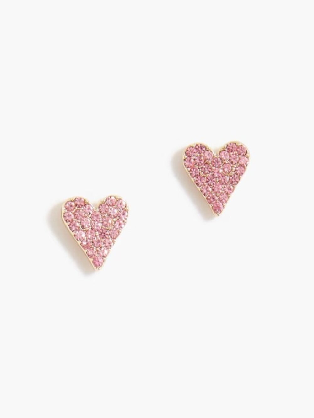 Jcrew Factory Pavé Crystal Heart Stud Earrings Pink NEW🩷